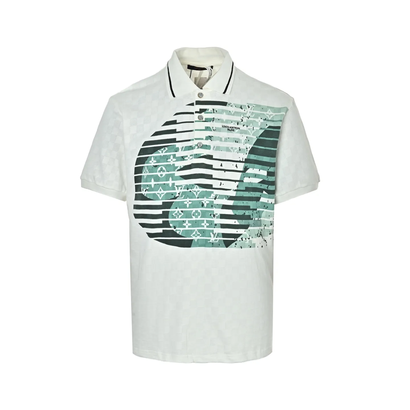 Louis Vuitton/Louis Vuitton dark checkerboard print Polo short sleeves